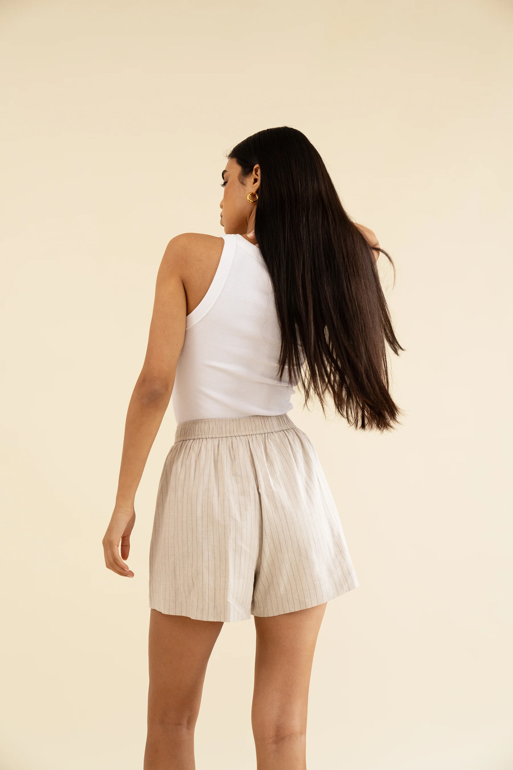 CAMILLA SHORT - OAT PINSTRIPE - Image 6