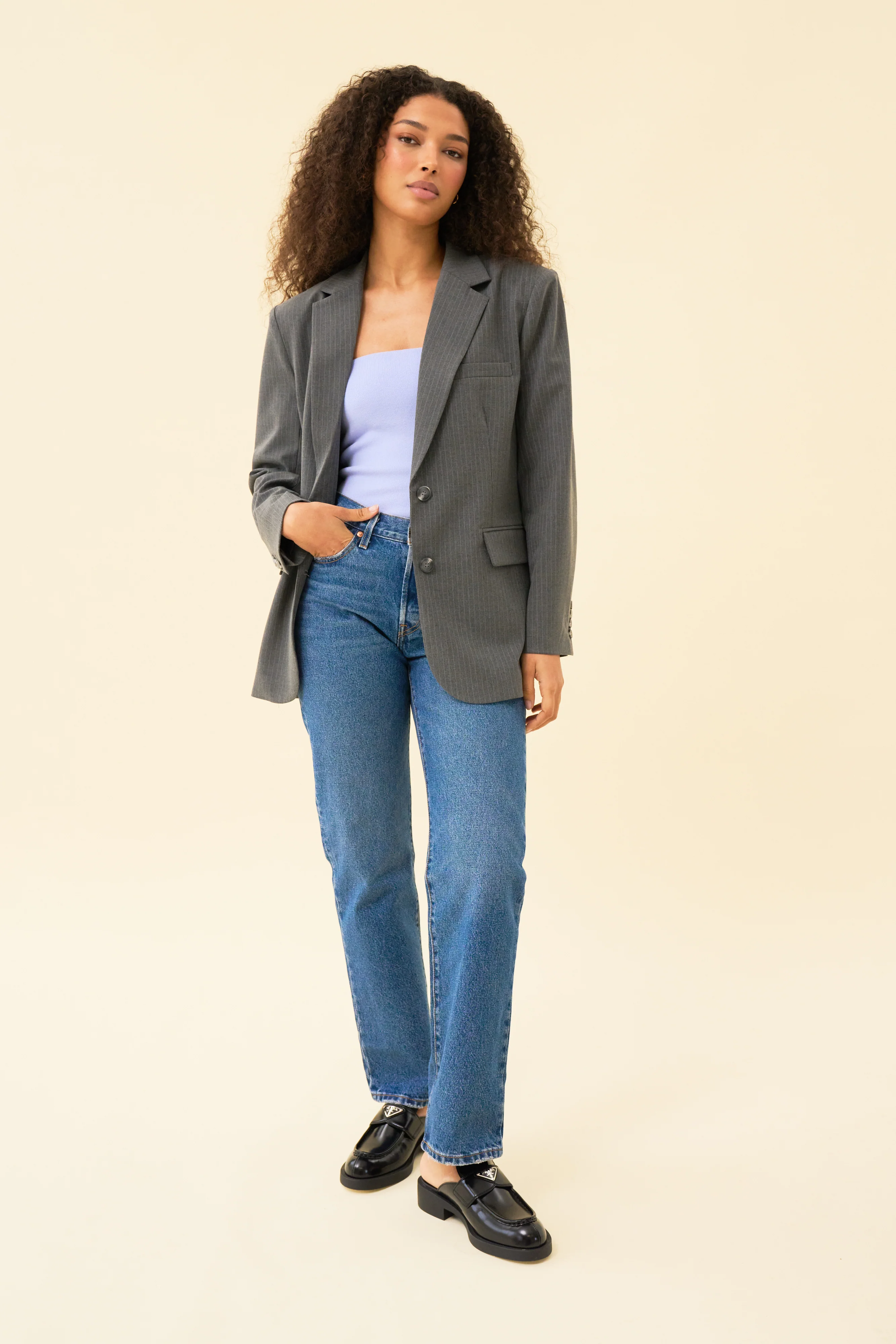 JULIA JACKET - DARK GREY PINSTRIPE - Image 5