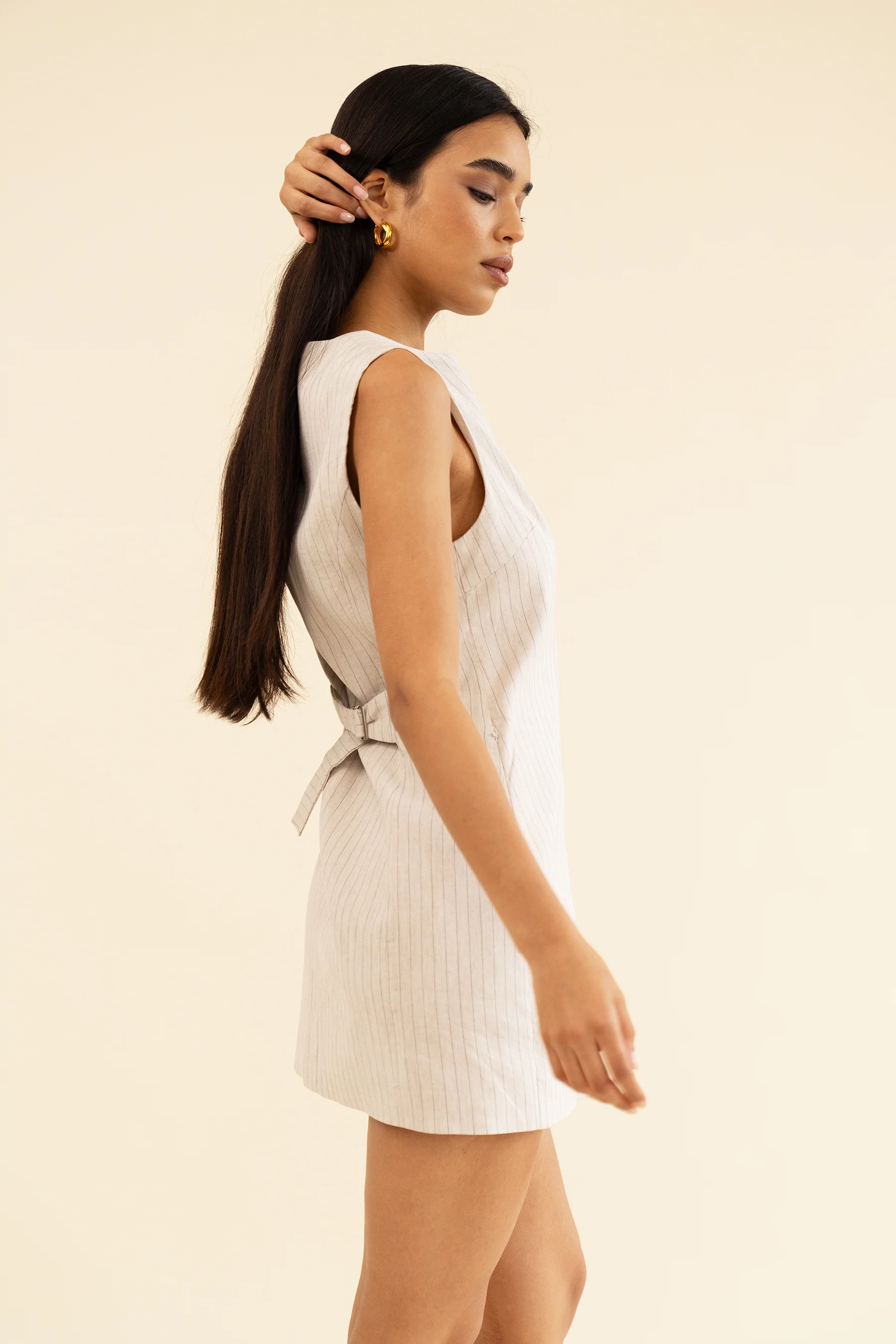 OLIVIA DRESS - OAT PINSTRIPE - Image 6