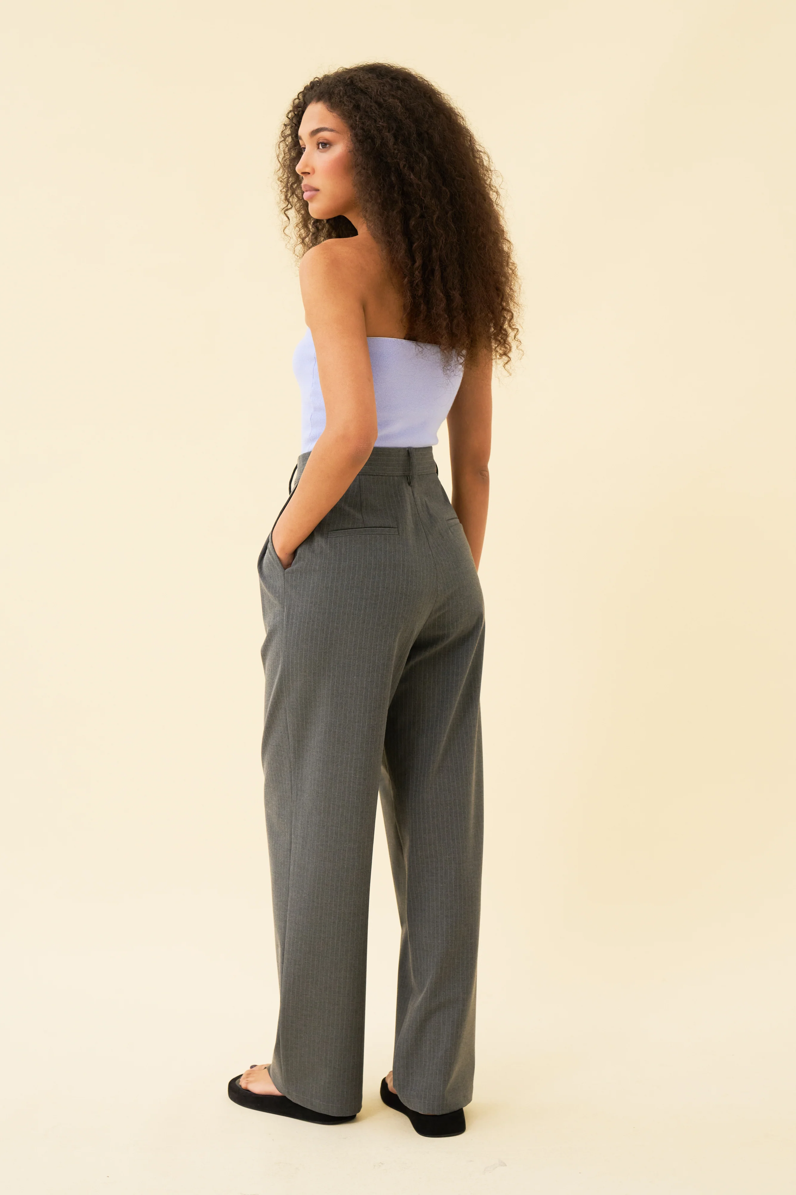 YANA TROUSER - DARK GREY PINSTRIPE - Image 5